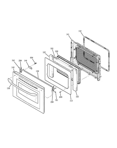 Upper oven door