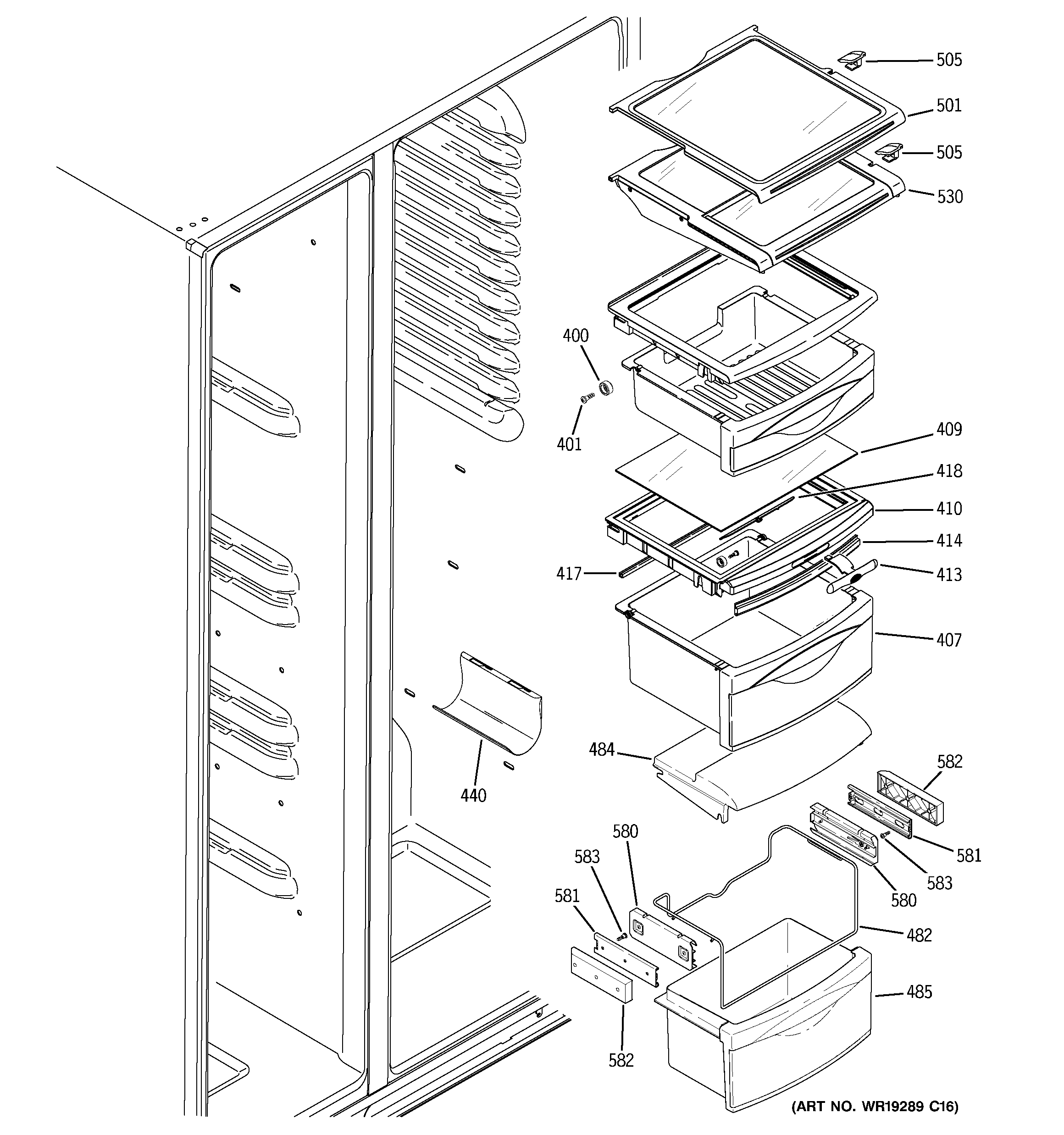Fresh food shelves