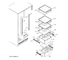 GE GSS25JFPJBB fresh food shelves diagram