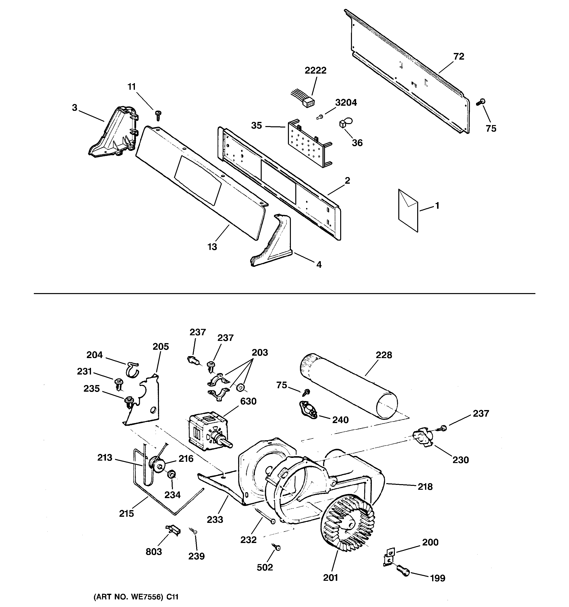 Controls, backsplash, blower & moto