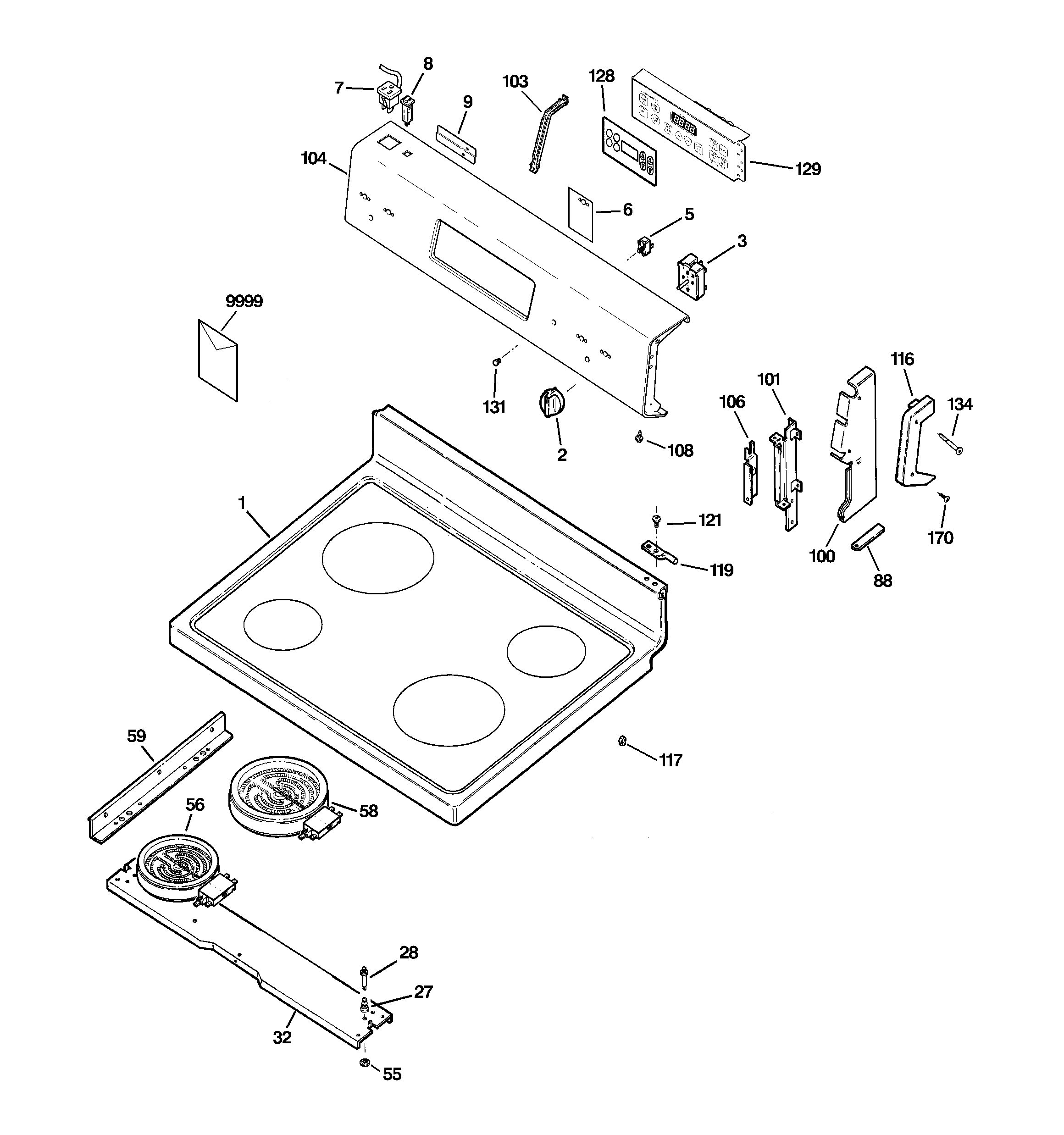 CONTROL PANEL & COOKTOP