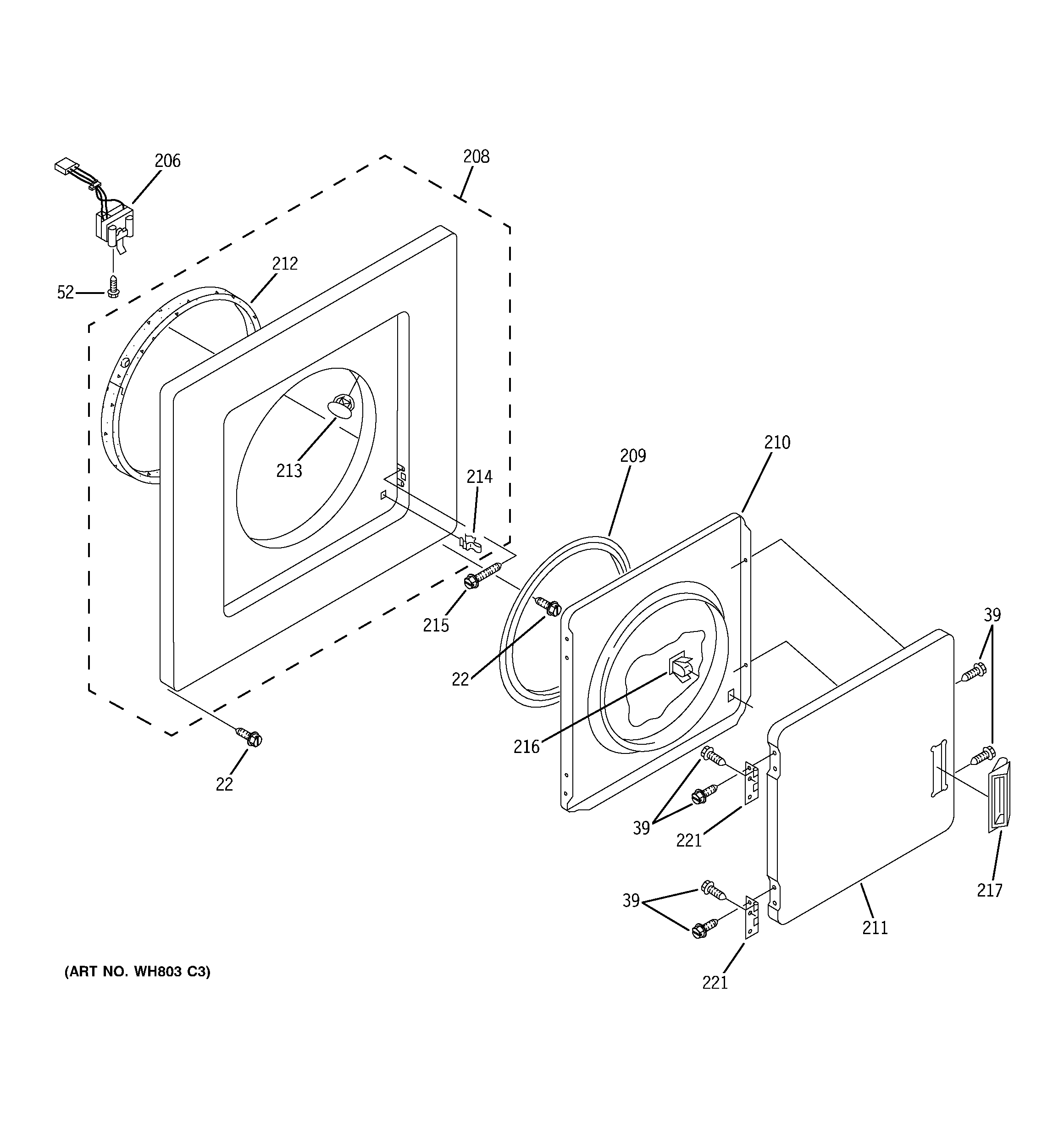 Dryer front panel & door