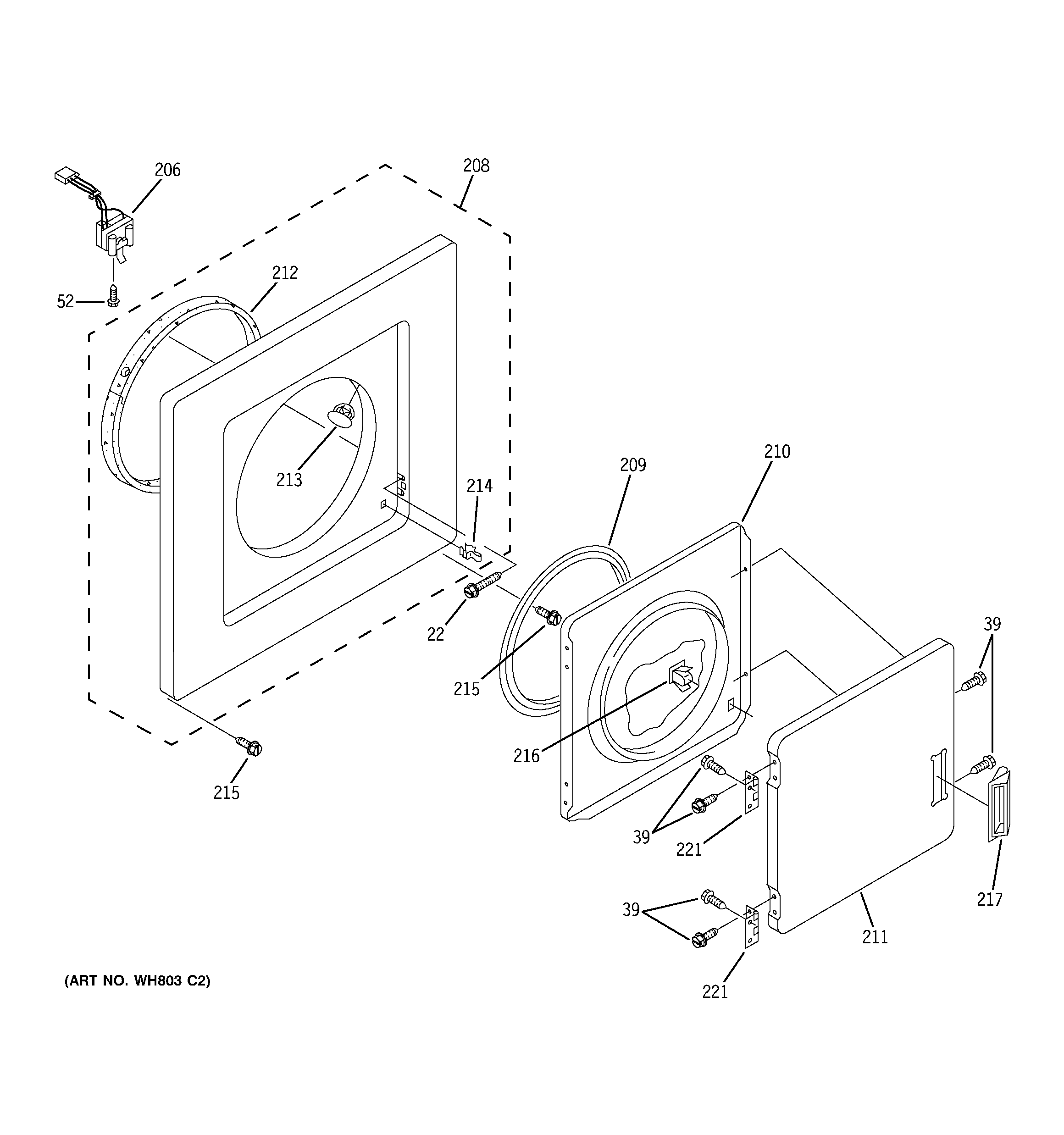 Dryer front panel & door