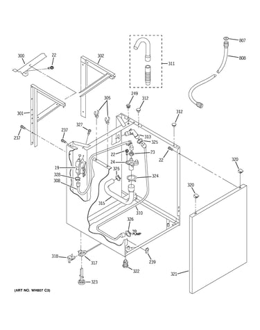 Dryer support & washer cabinet
