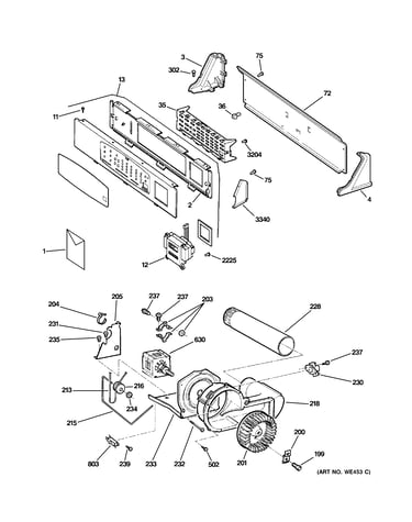 Backsplash, blower & motor assembly