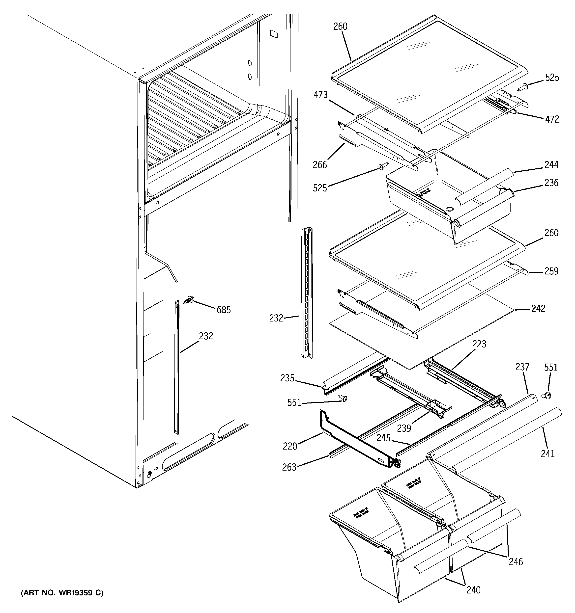 Fresh food shelves