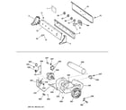 GE DQSR483GE0CC backsplash, blower & motor assembly diagram