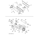 GE DJXR433GC0CC backsplash, blower & motor assembly diagram