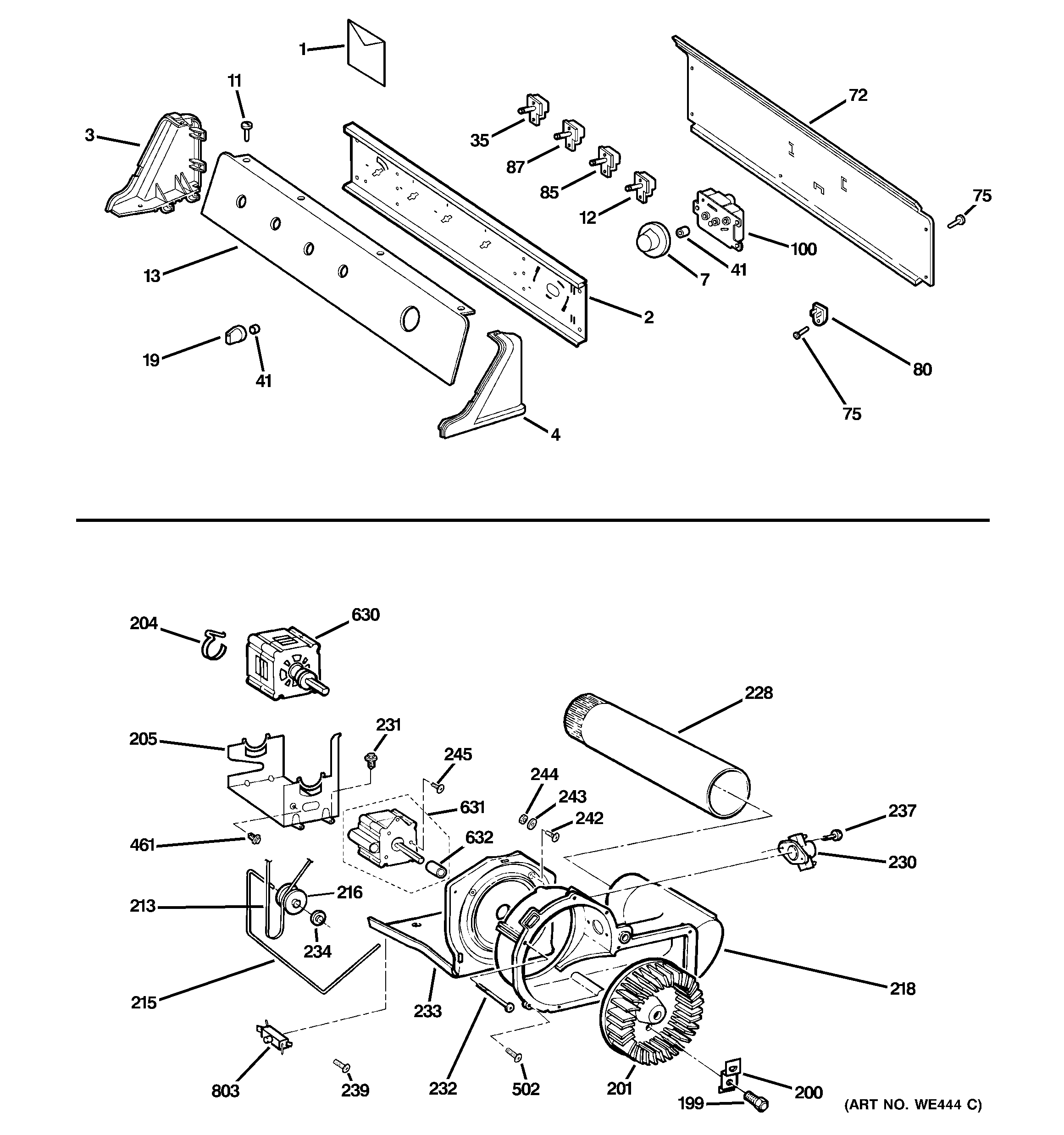 BACKSPLASH, BLOWER & MOTOR ASSEMBLY