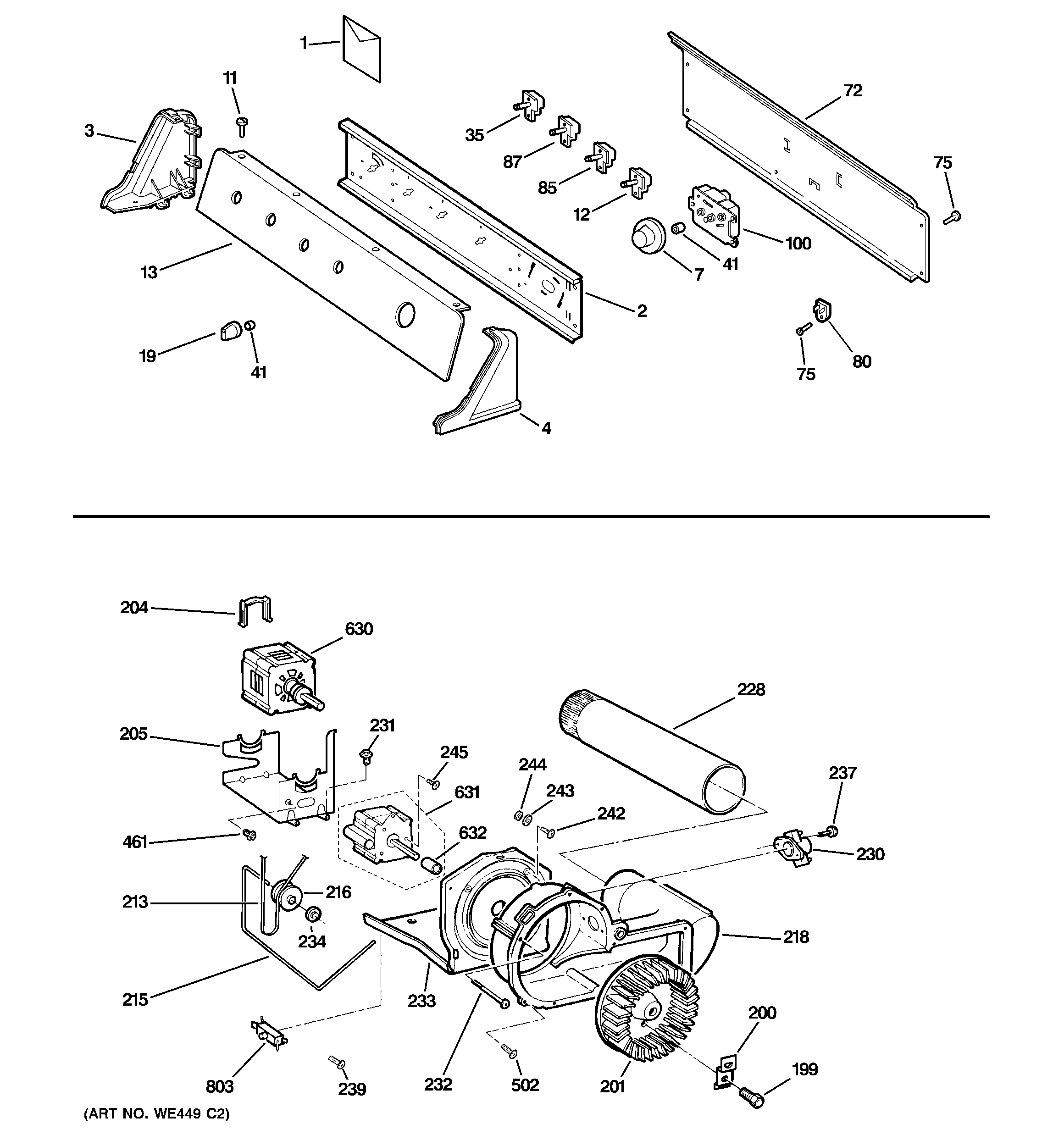 CONTROLS, BACKSPLASH, BLOWER & MOTO