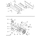 GE DLSR483GE1CC backsplash, blower & motor assembly diagram