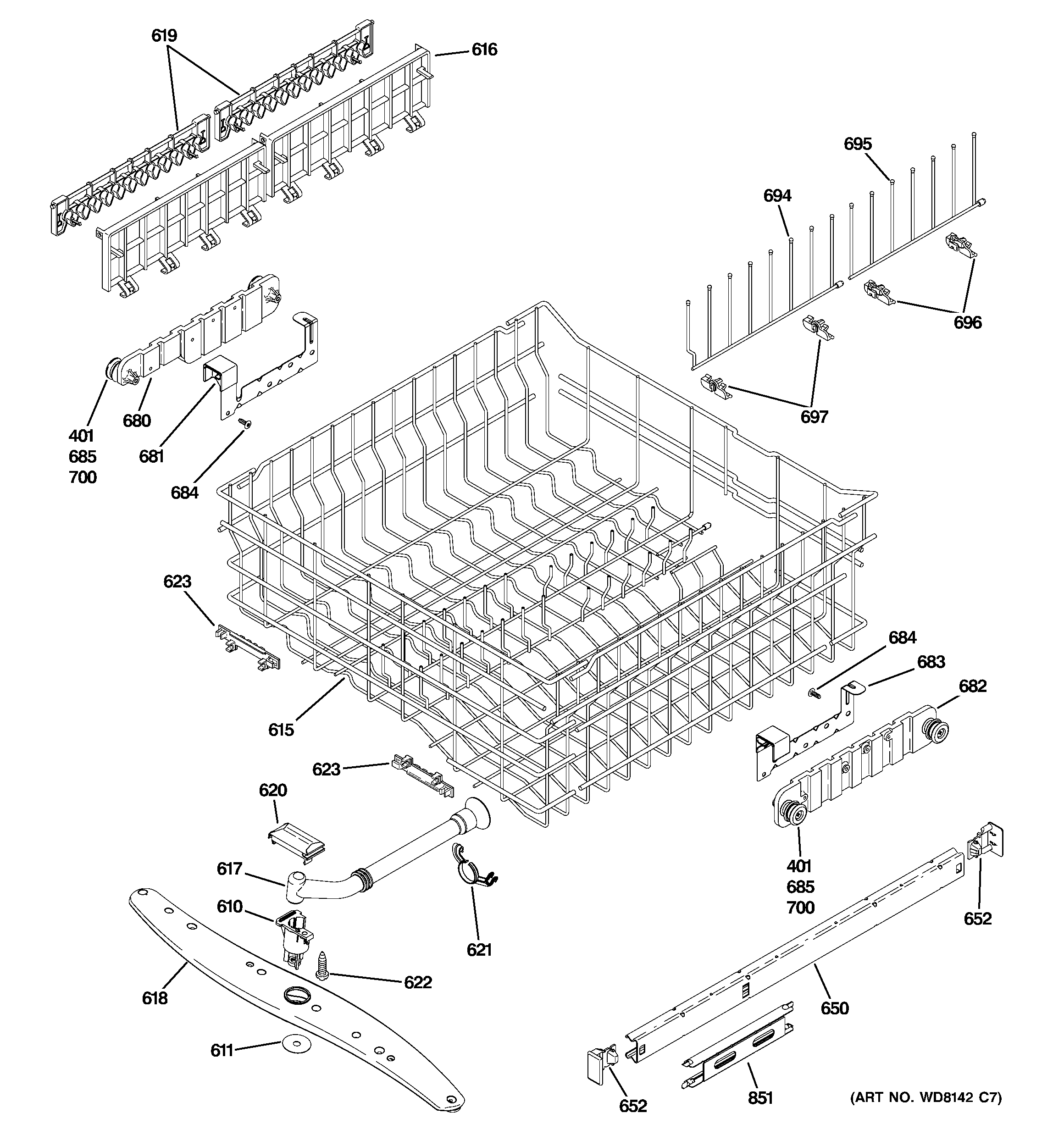 Upper rack assembly