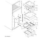 GE GTS18PBRDRWW fresh food shelves diagram