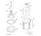 GE WSKS3040E0WW tub, basket & agitator diagram
