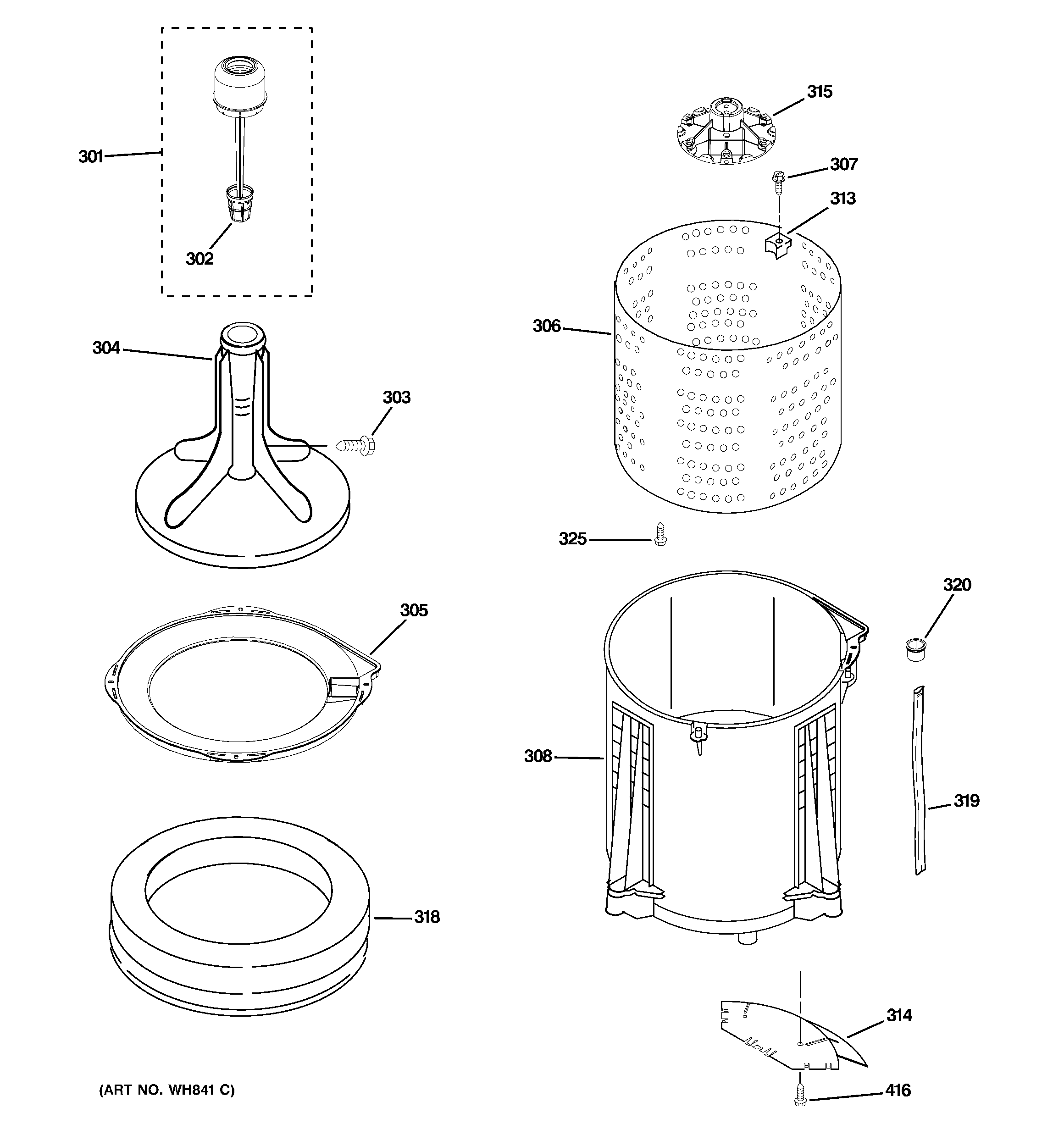 Tub, basket & agitator