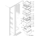 GE ESL25XGSCBS fresh food shelves diagram