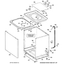 GE WHDRE526E1WW cabinet, cover & front panel diagram