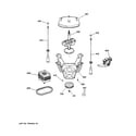GE WHDRE526E1WW suspension, pump & drive components diagram