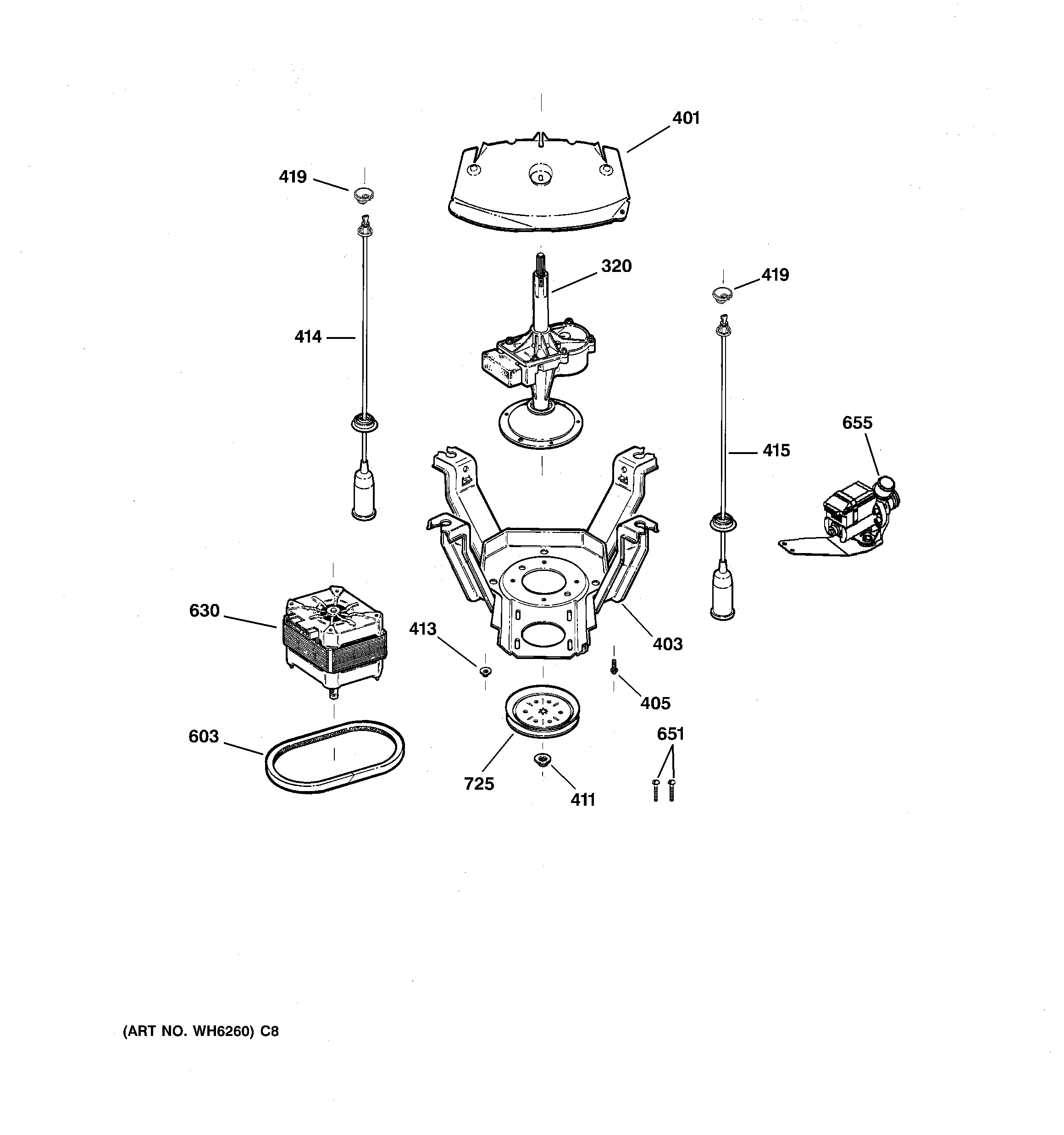 Suspension, pump & drive components