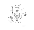 GE WHDRR418E5WW suspension, pump & drive components diagram