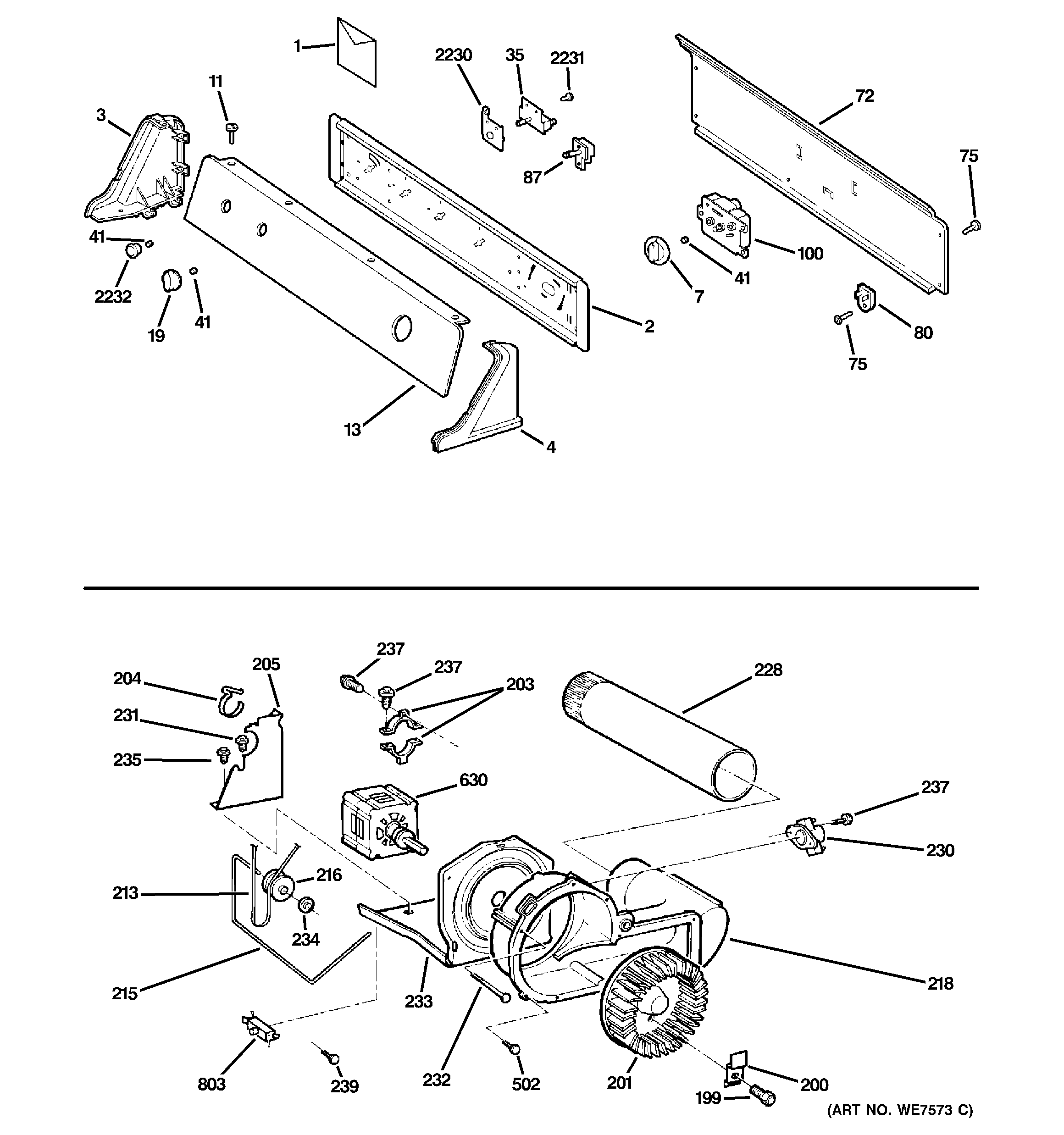 Controls, backsplash, blower & moto