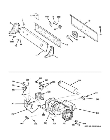 Controls, backsplash, blower & moto