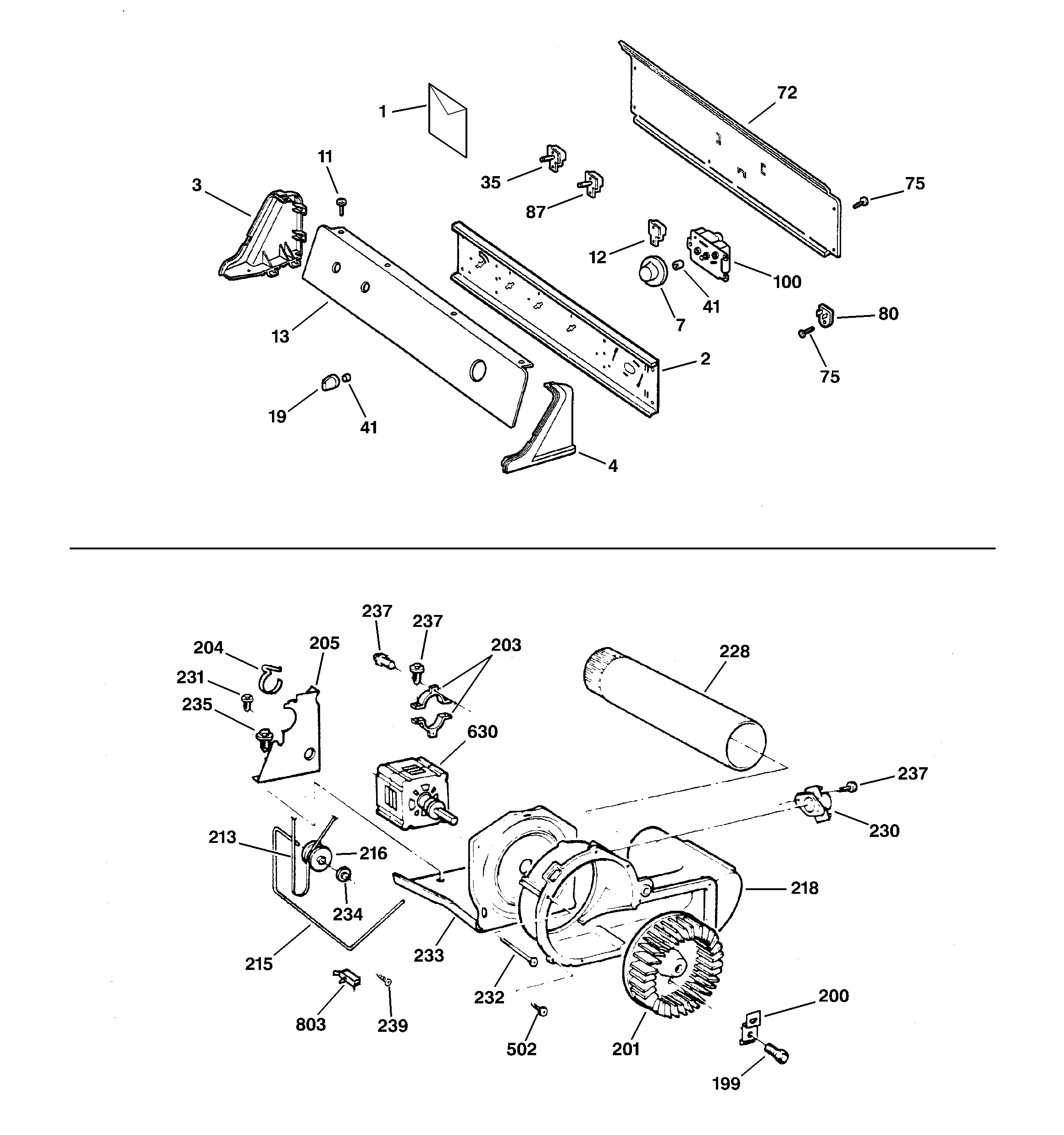 Controls, backsplash, blower & moto