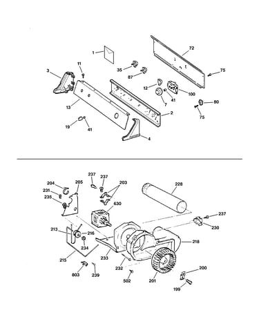 Controls, backsplash, blower & moto