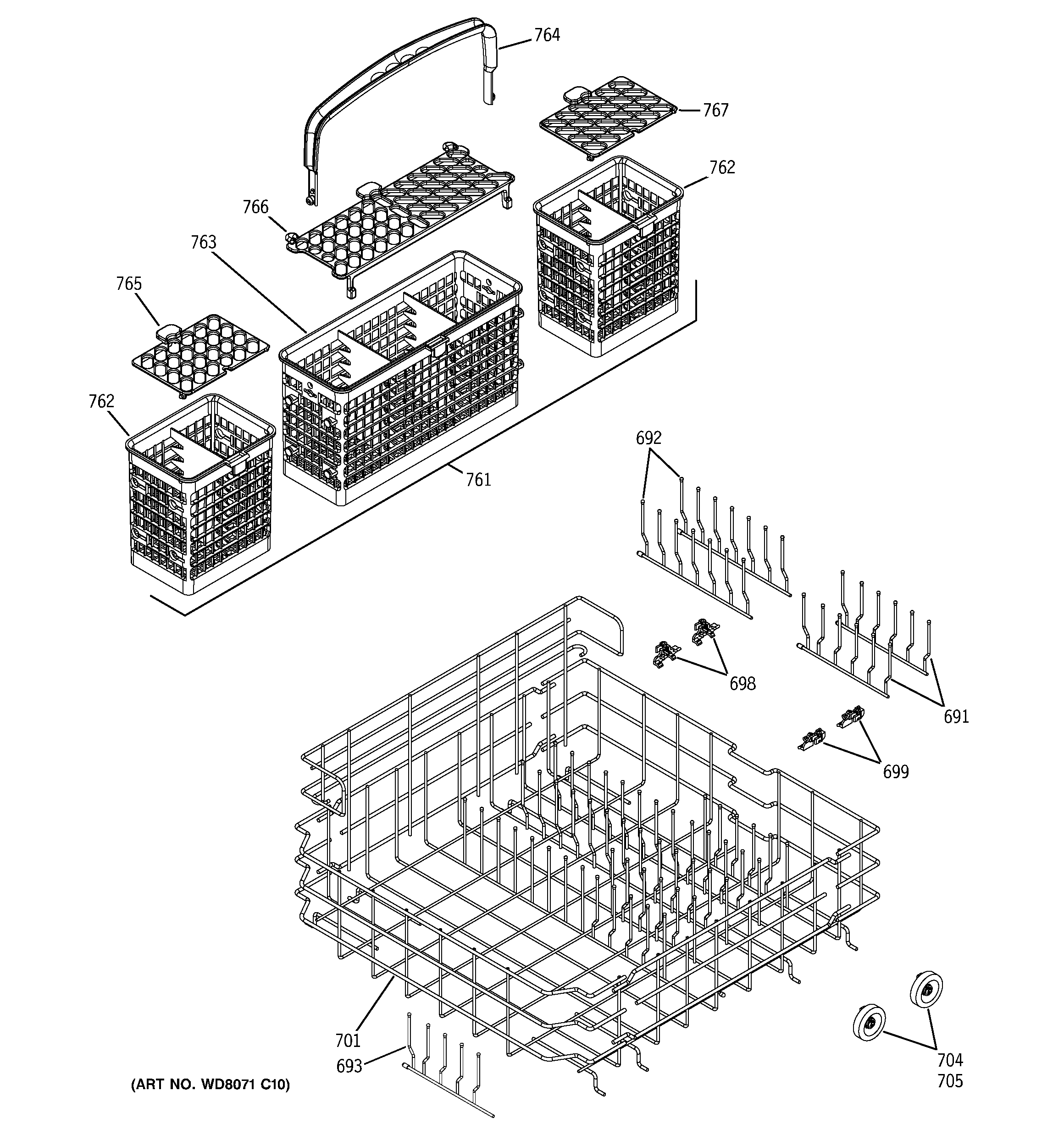 Lower rack assembly