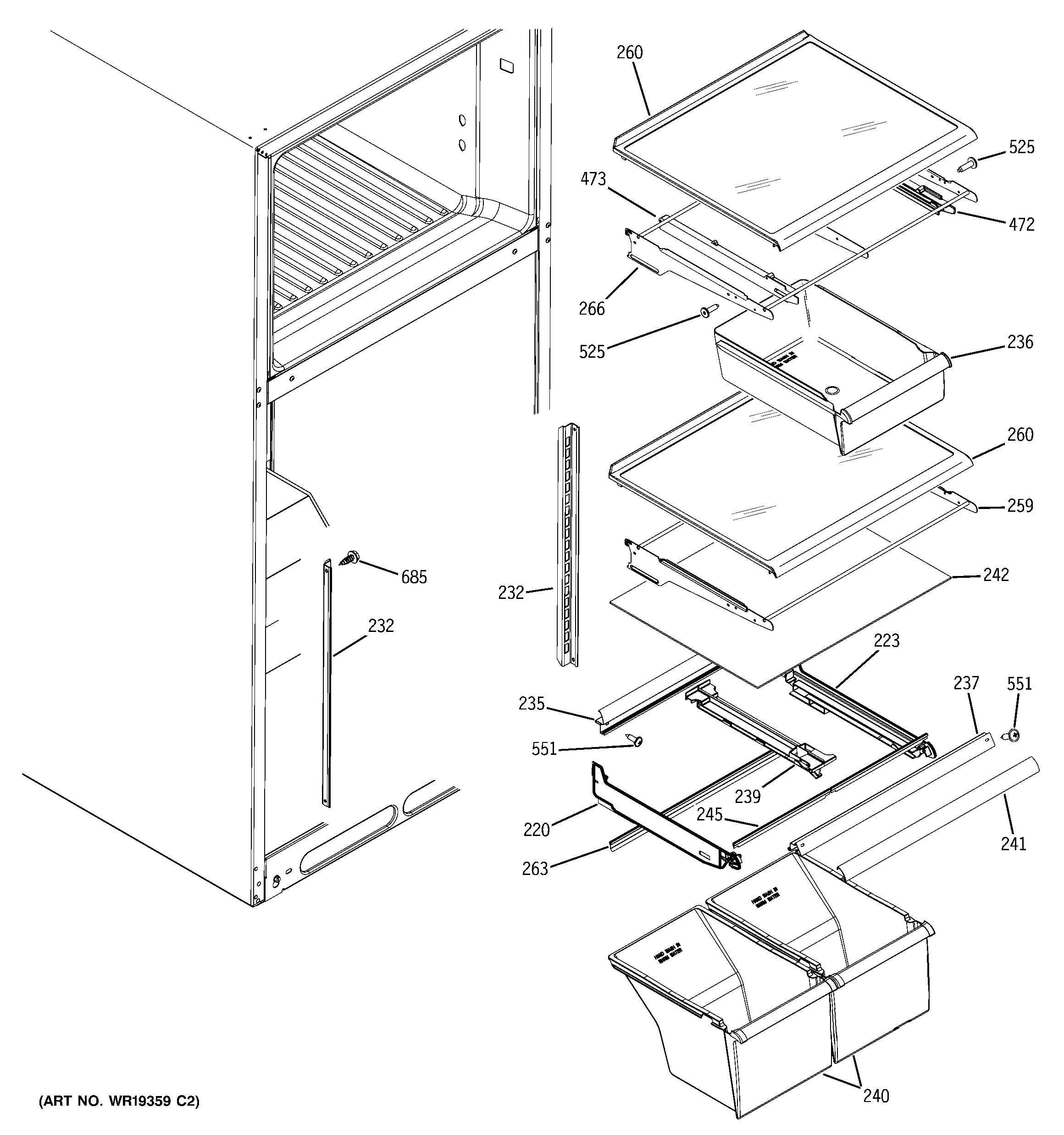 Fresh food shelves
