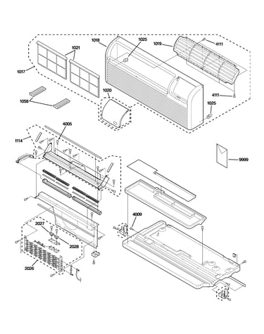 Grille, heater & base pan parts