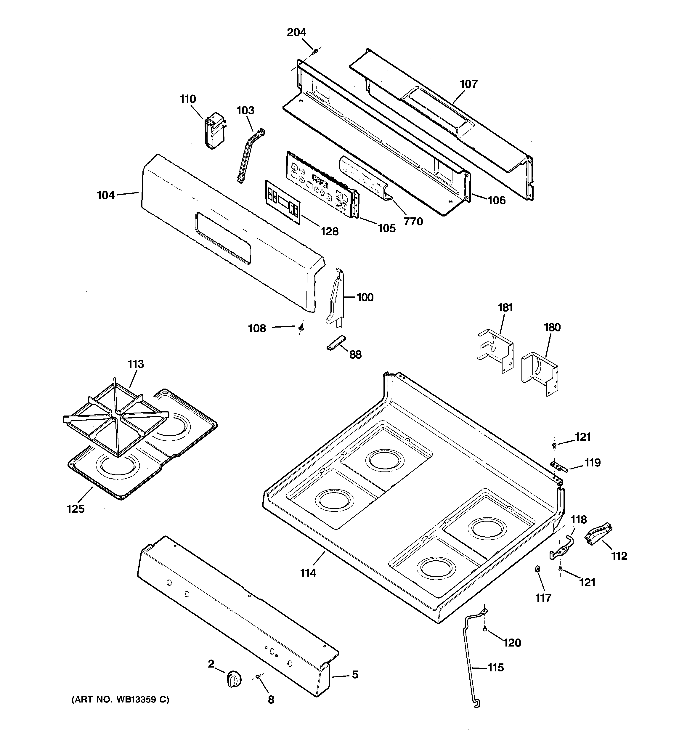 Control panel & cooktop