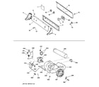 GE DJXR433EC0CC backsplash, blower & motor assembly diagram