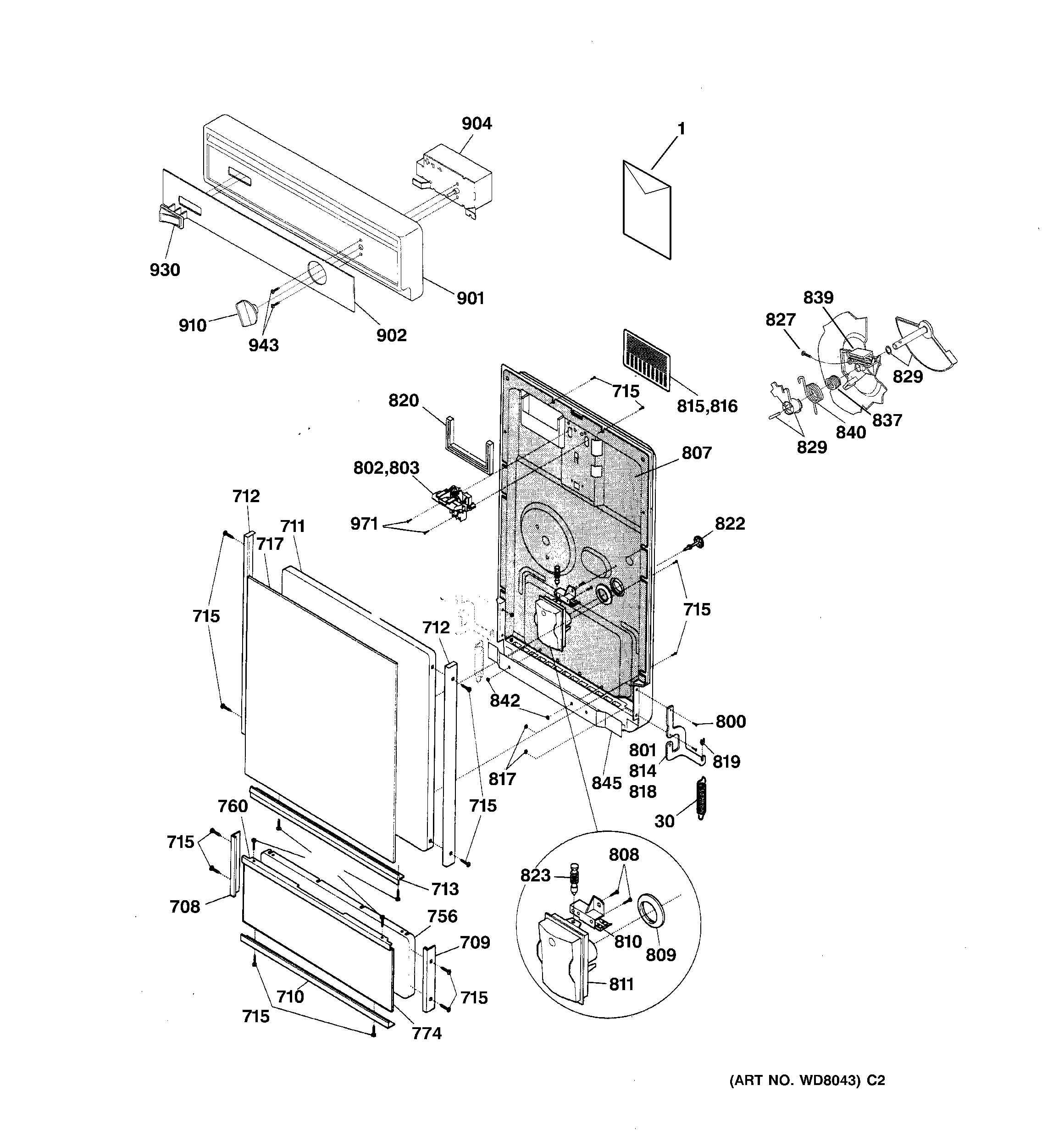 Escutcheon & door assembly