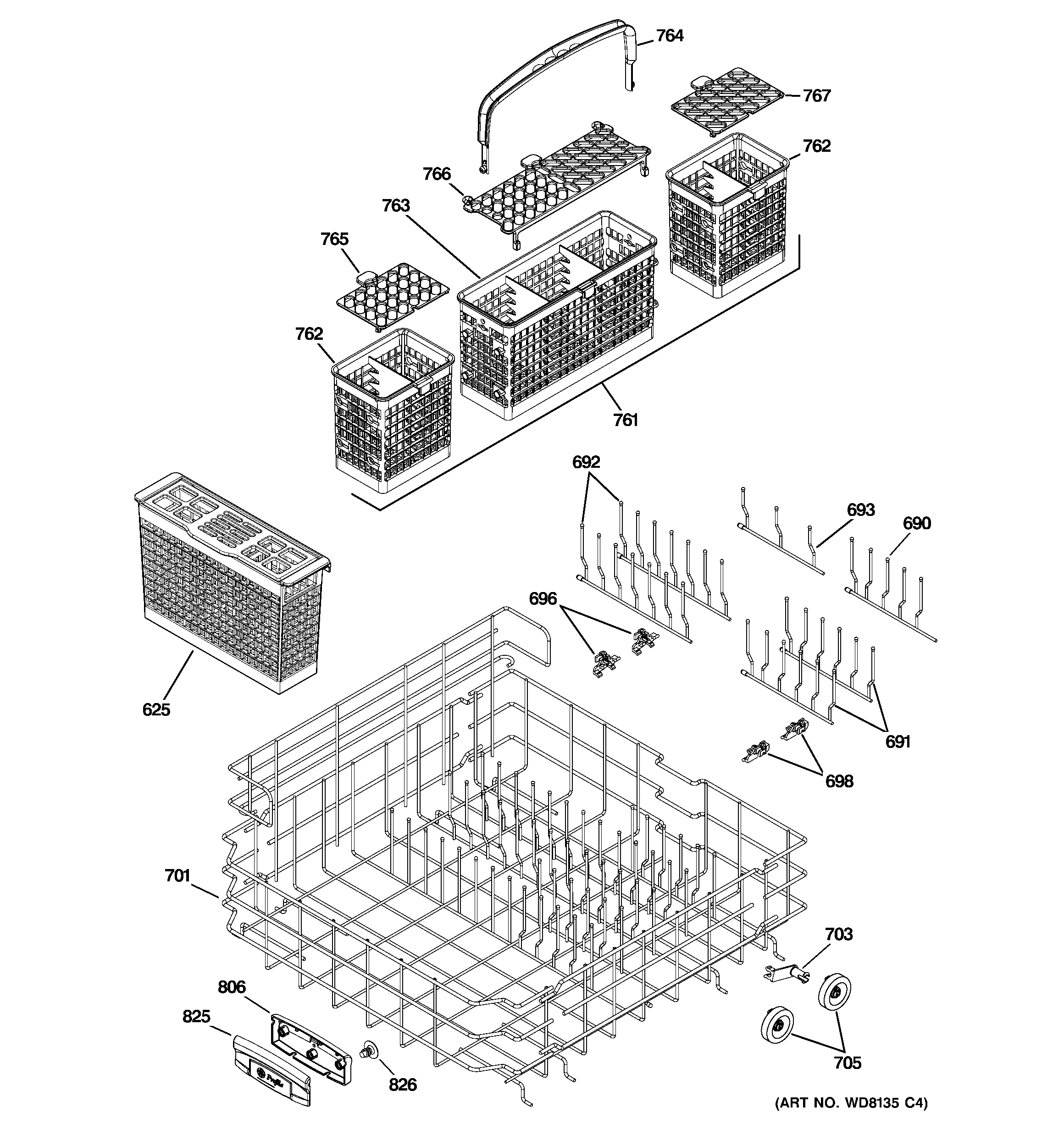 Lower rack assembly