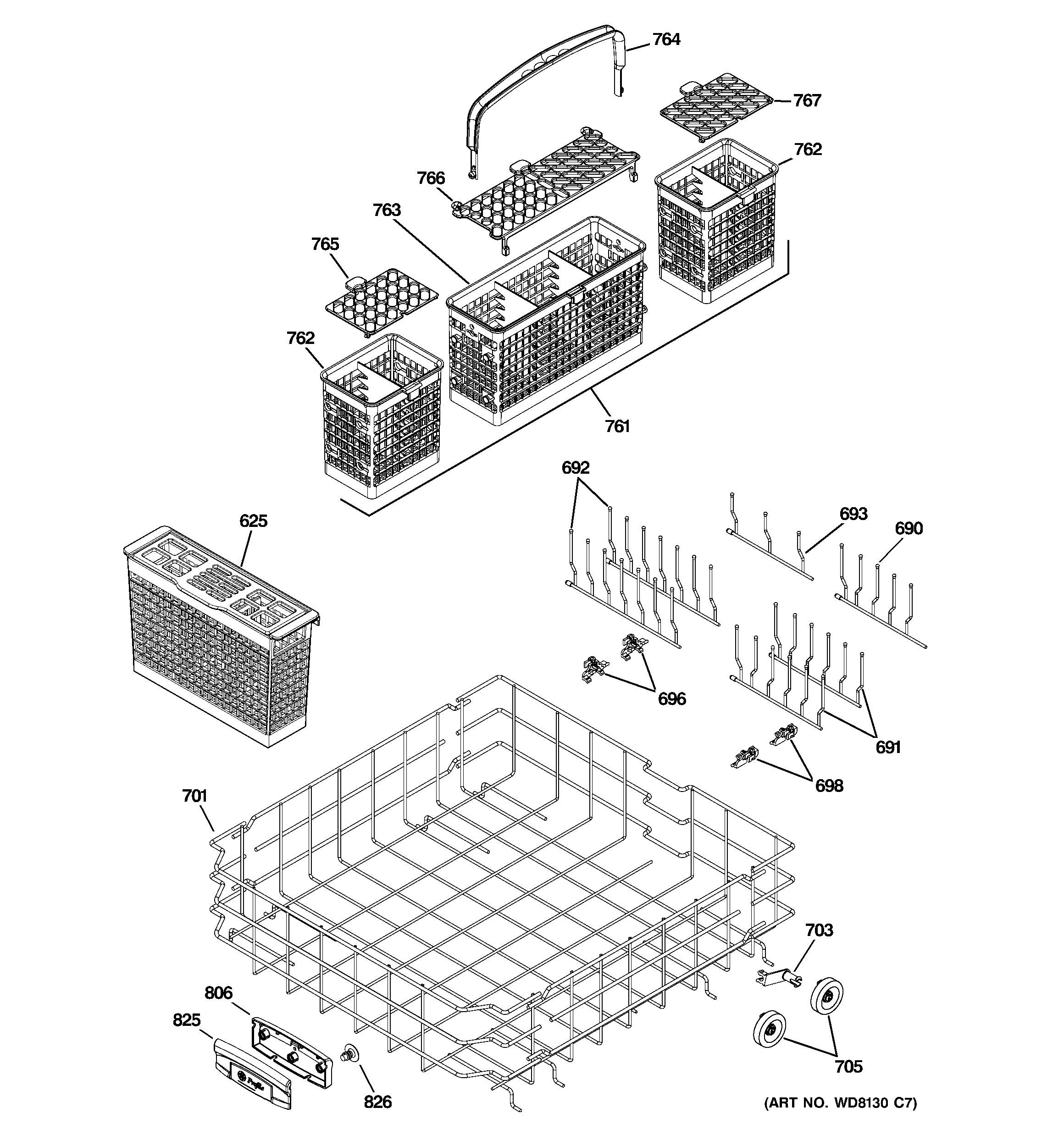 Lower rack assembly