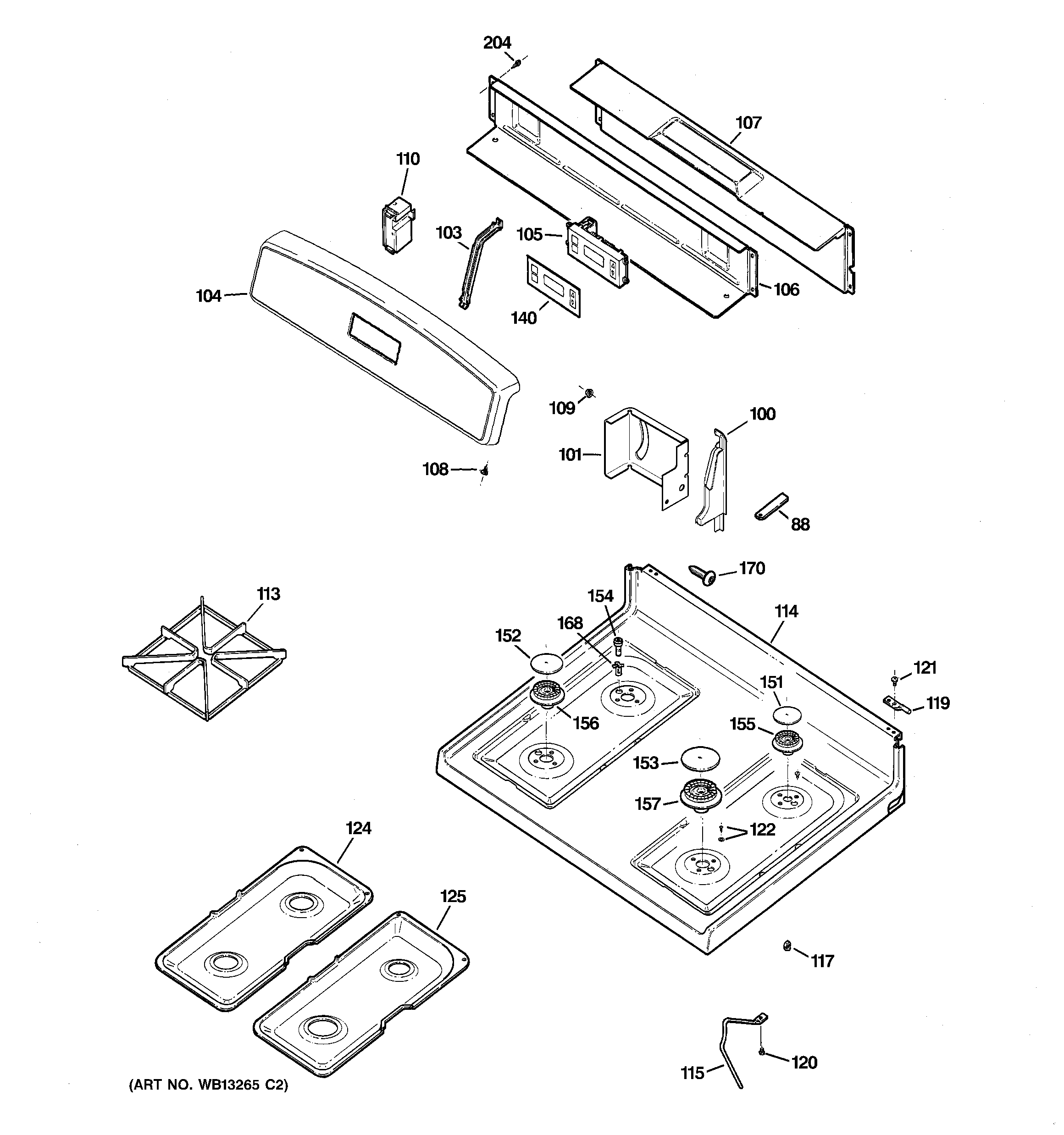 Control panel & cooktop parts