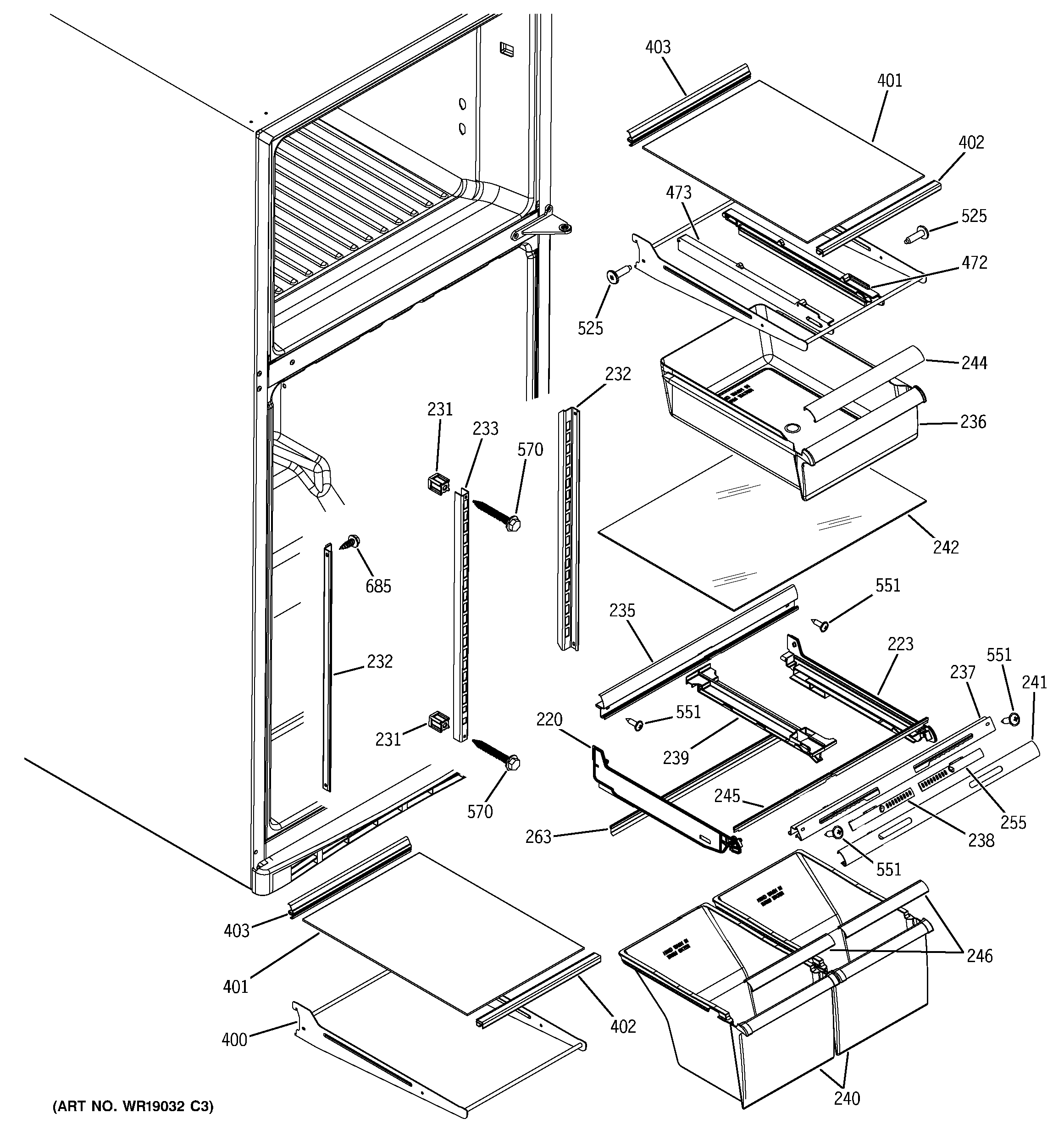 Fresh food shelves
