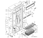 GE ZIC360NMBRH freezer section, trim & components diagram