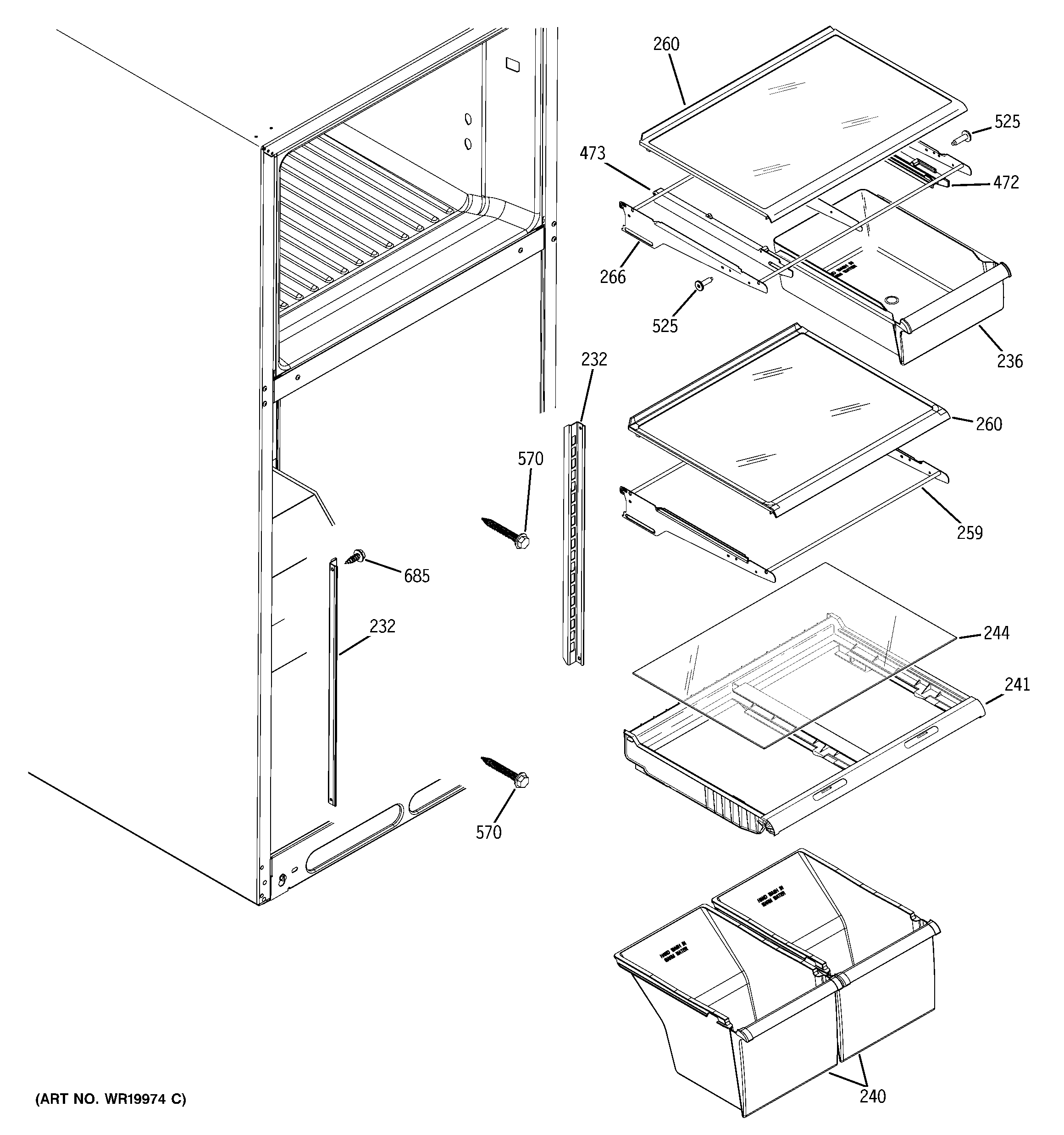 Fresh food shelves