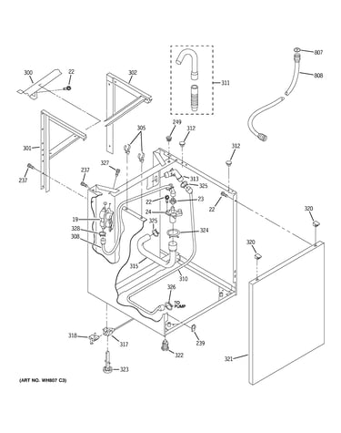 Dryer support & washer cabinet
