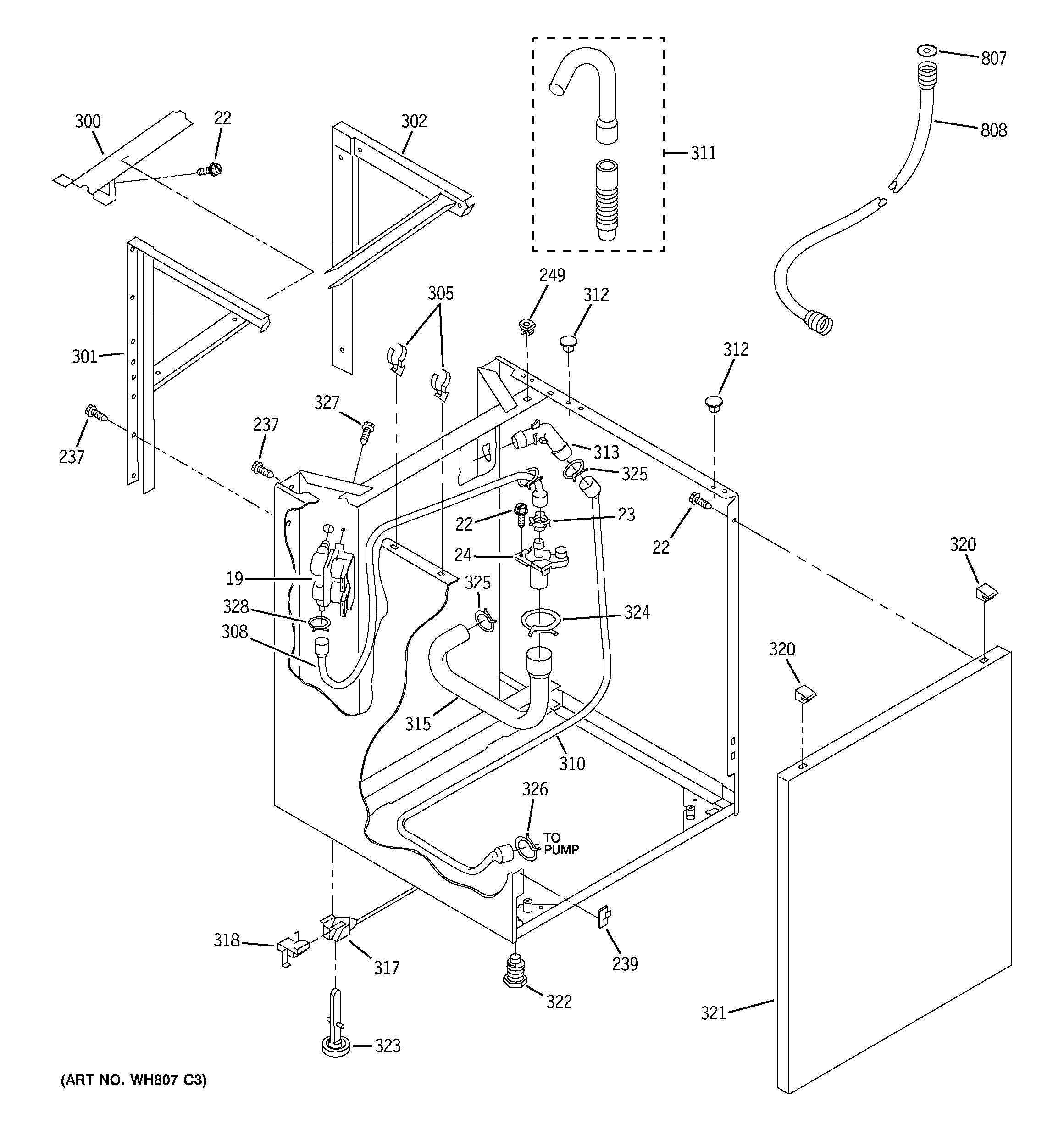 Dryer support & washer cabinet