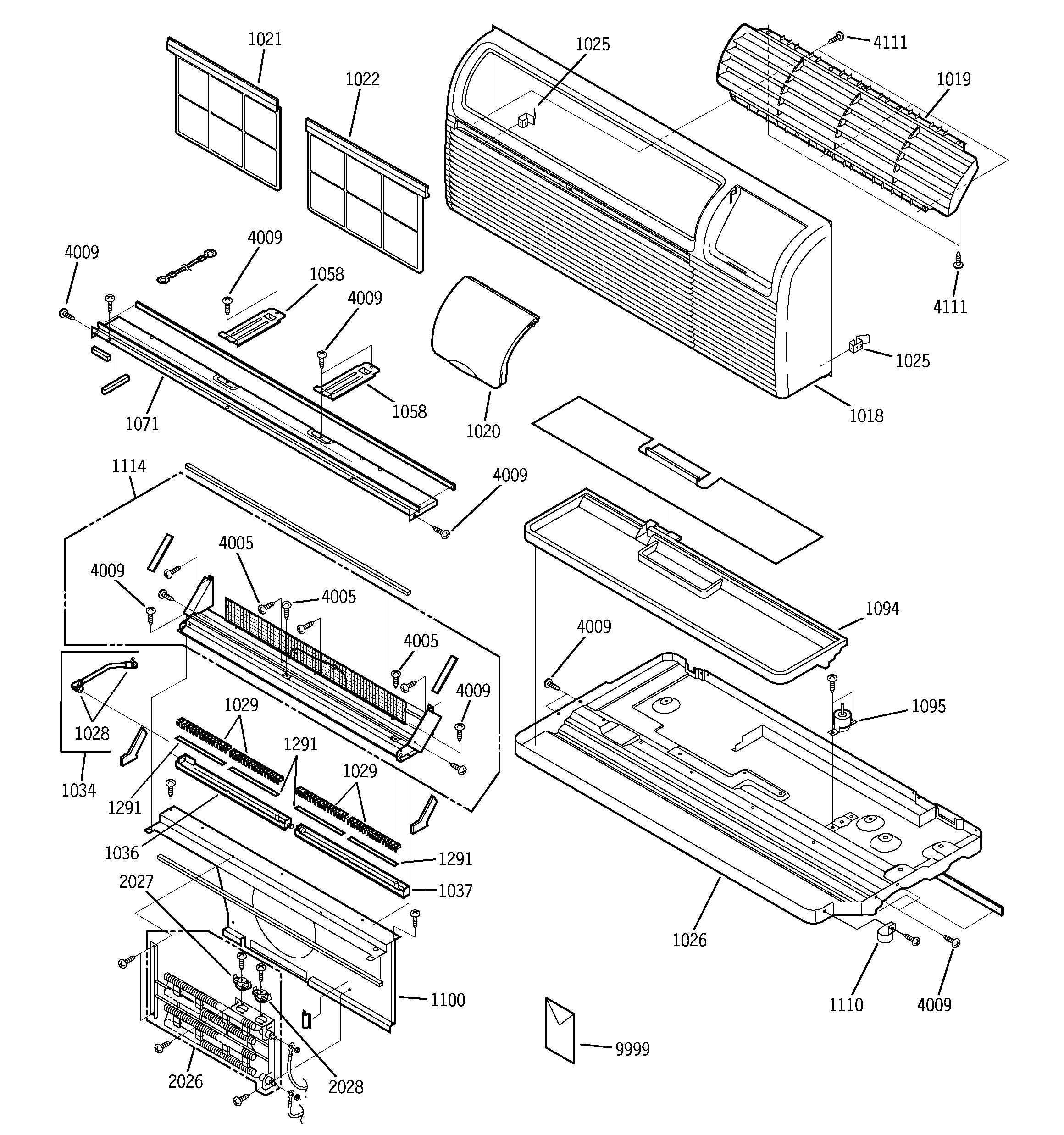 Grille, heater & base parts