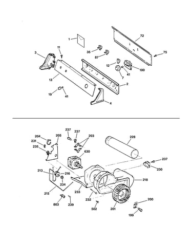 Controls, backsplash, blower & moto