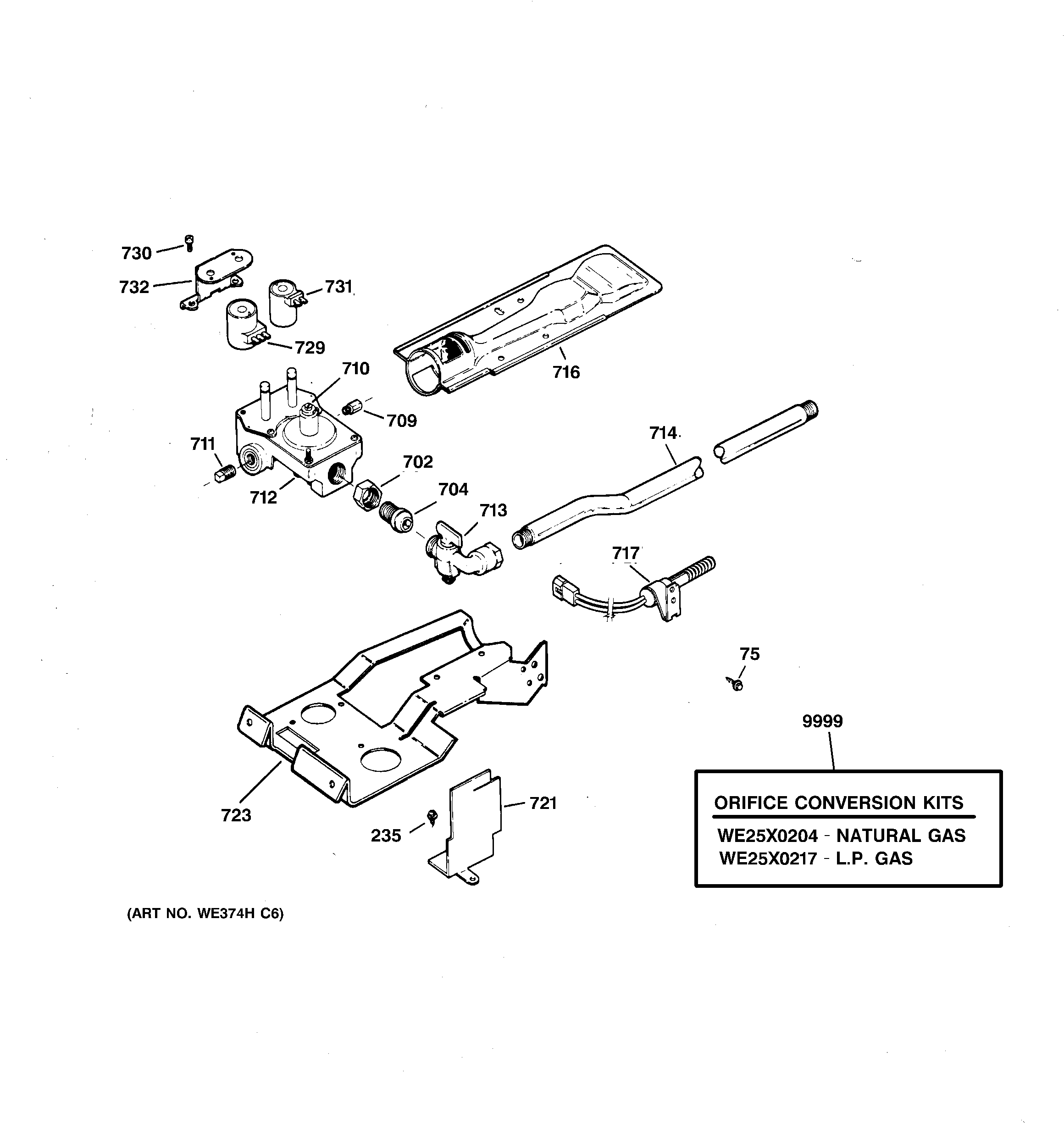 Gas valve & burner assembly
