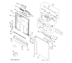 GE GLD5500L00WW escutcheon & door assembly diagram