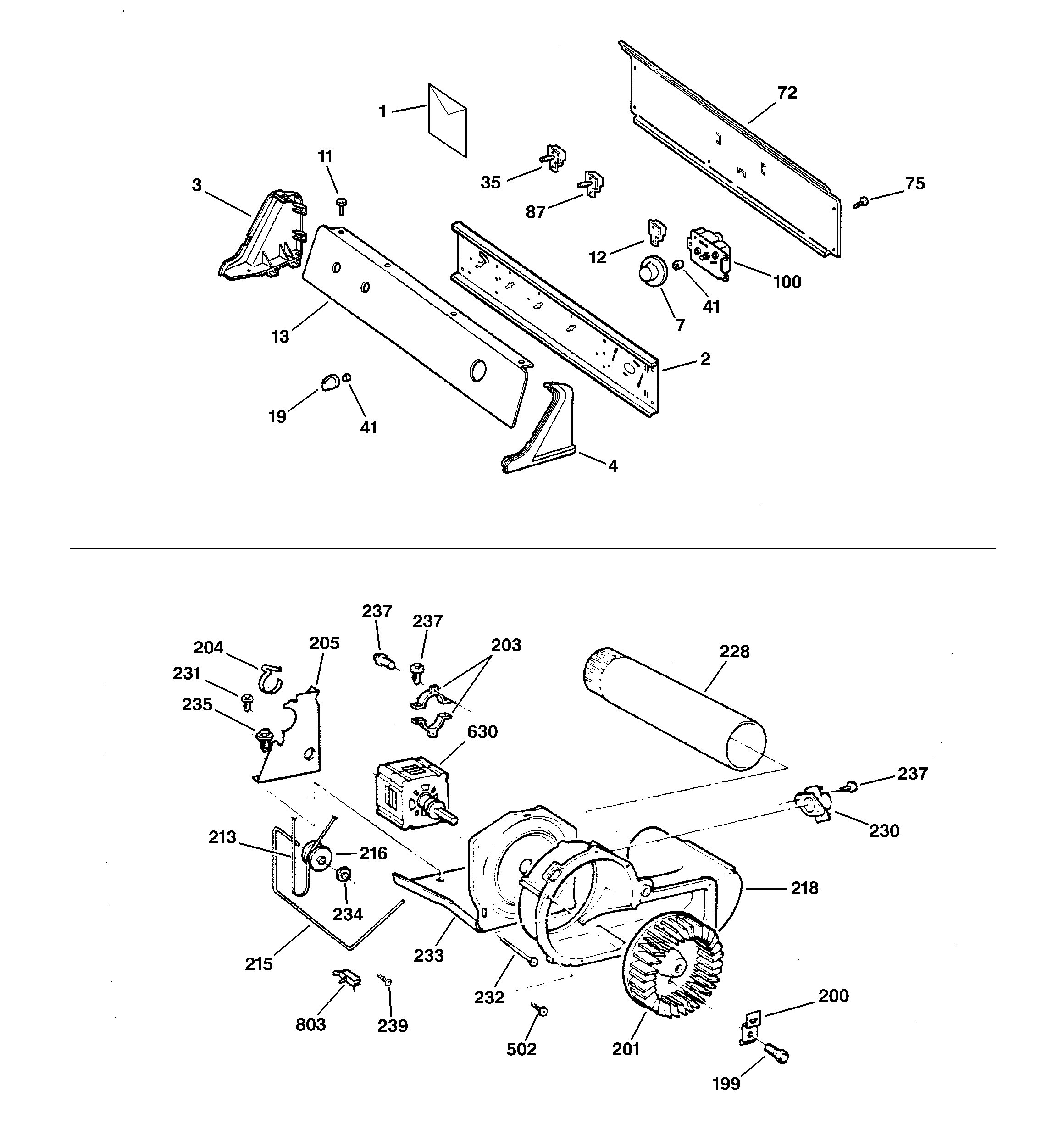 BACKSPLASH, BLOWER & MOTOR ASSEMBLY