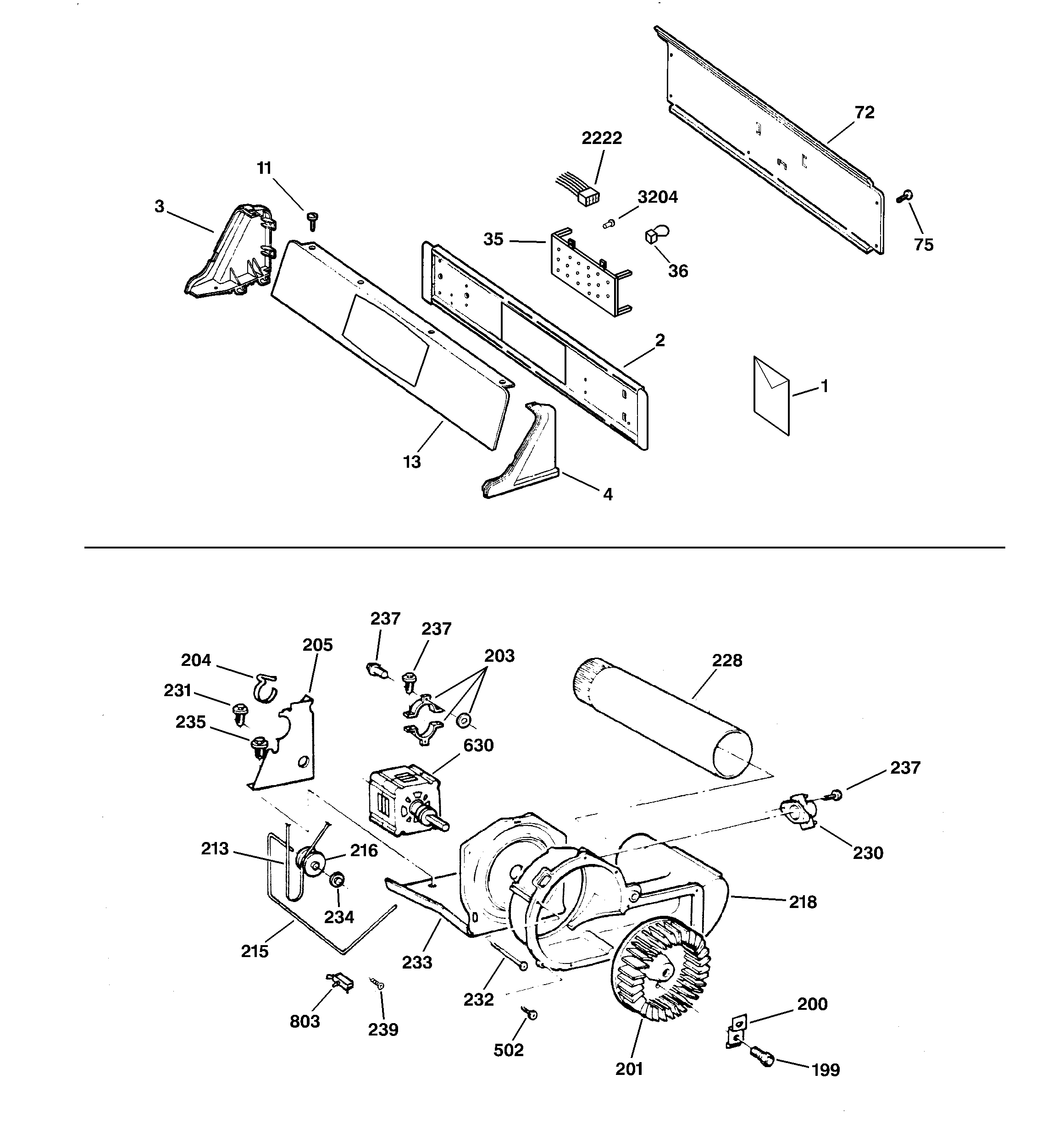 BACKSPLASH, BLOWER & MOTOR ASSEMBLY