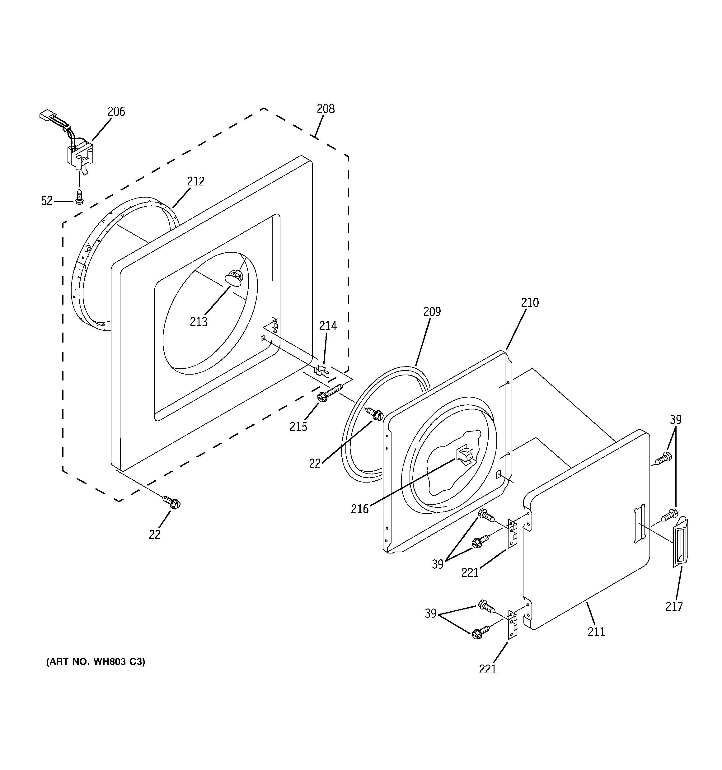Dryer front panel & door