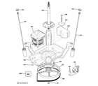 GE WBB2090F2WW suspension, pump & drive components diagram